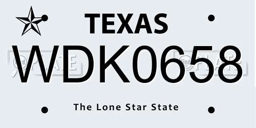 WDK0658 Texas License Plate