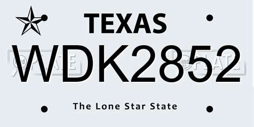 WDK2852 Texas License Plate