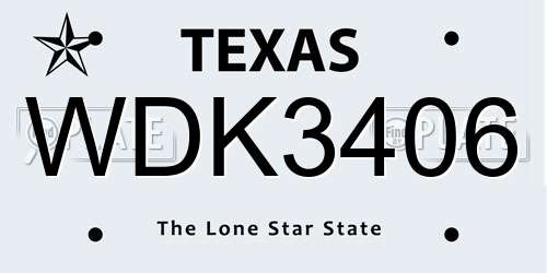 WDK3406 Texas License Plate