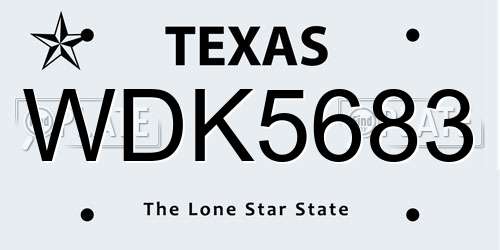 WDK5683 Texas License Plate