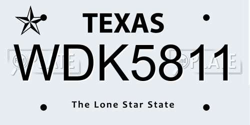 WDK5811 Texas License Plate