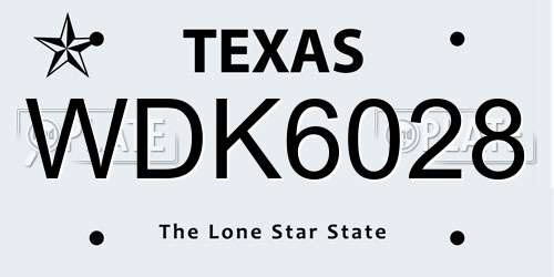 WDK6028 Texas License Plate