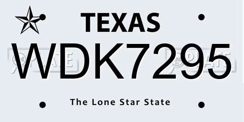 WDK7295 Texas License Plate