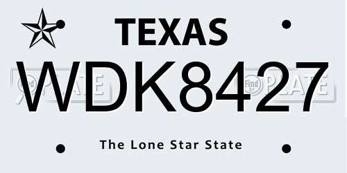 WDK8427 Texas License Plate