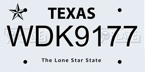 WDK9177 Texas License Plate