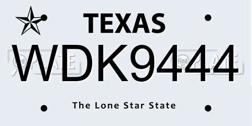 WDK9444 Texas License Plate