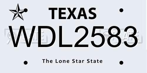 WDL2583 Texas License Plate