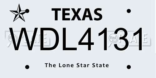 WDL4131 Texas License Plate