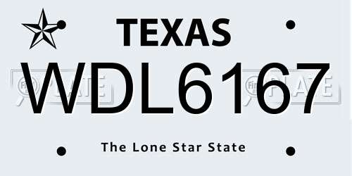 WDL6167 Texas License Plate