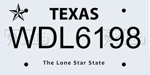 WDL6198 Texas License Plate