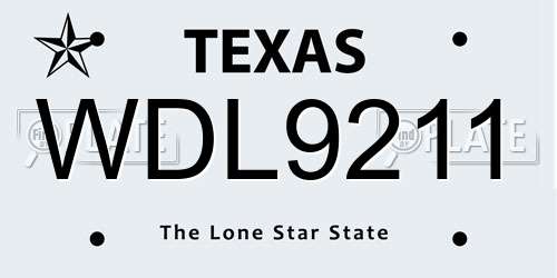 WDL9211 Texas License Plate