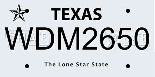 WDM2650 Texas License Plate