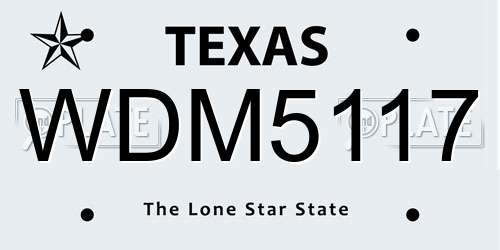 WDM5117 Texas License Plate
