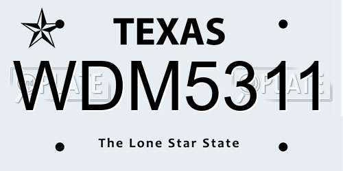 WDM5311 Texas License Plate
