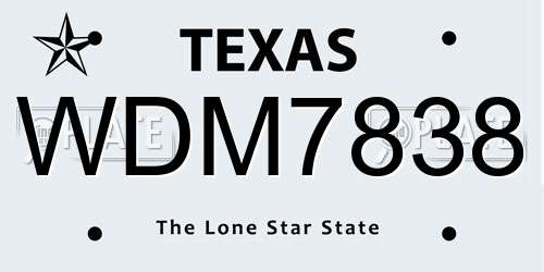 WDM7838 Texas License Plate