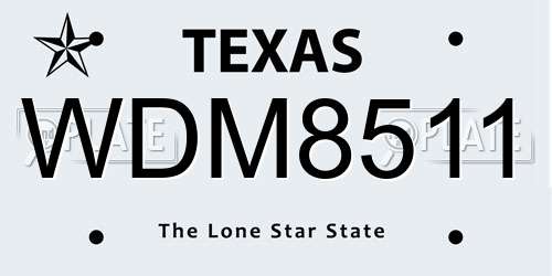 WDM8511 Texas License Plate