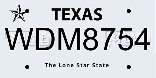 WDM8754 Texas License Plate