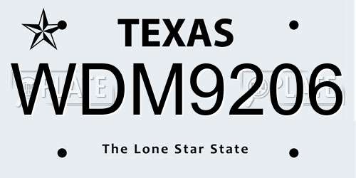 WDM9206 Texas License Plate