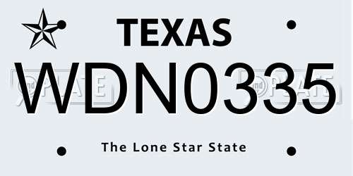 WDN0335 Texas License Plate