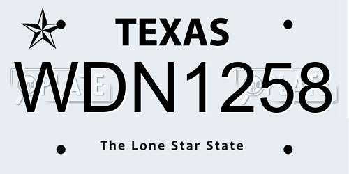 WDN1258 Texas License Plate