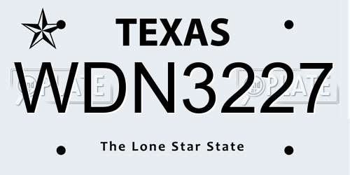 WDN3227 Texas License Plate
