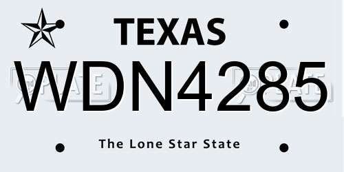 WDN4285 Texas License Plate