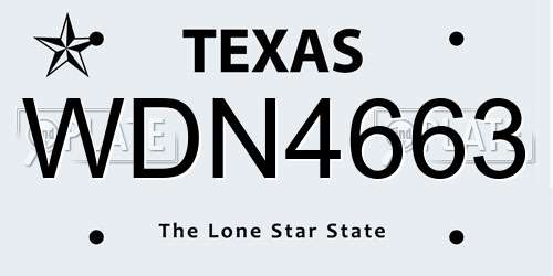 WDN4663 Texas License Plate