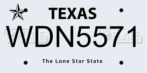 WDN5571 Texas License Plate