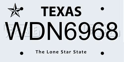 WDN6968 Texas License Plate