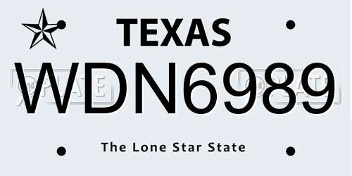 WDN6989 Texas License Plate