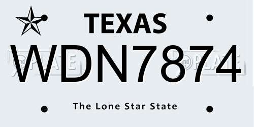 WDN7874 Texas License Plate