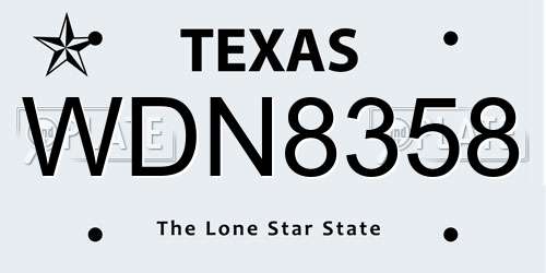 WDN8358 Texas License Plate