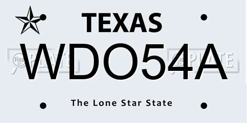 WDO54A Texas License Plate