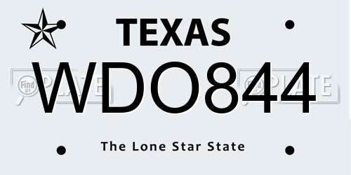 WDO844 Texas License Plate