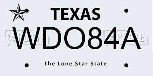 WDO84A Texas License Plate