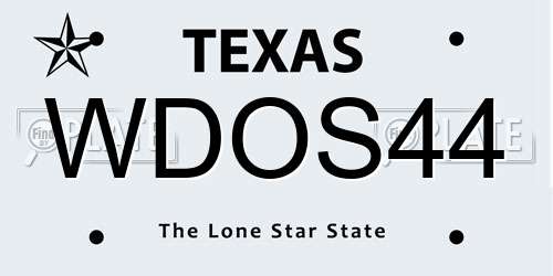 WDOS44 Texas License Plate