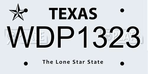 WDP1323 Texas License Plate