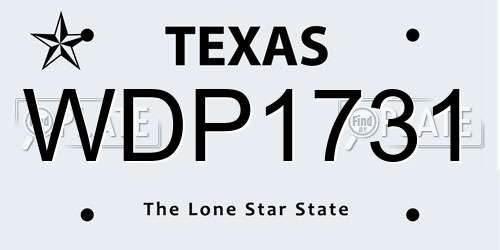 WDP1731 Texas License Plate