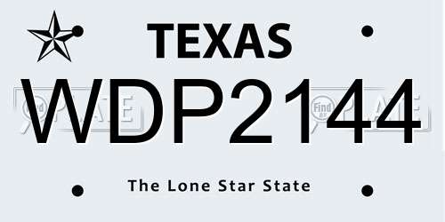 WDP2144 Texas License Plate