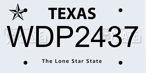 WDP2437 Texas License Plate