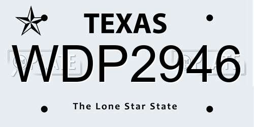 WDP2946 Texas License Plate