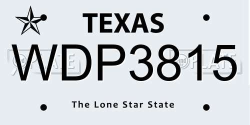 WDP3815 Texas License Plate