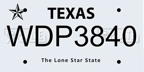 WDP3840 Texas License Plate