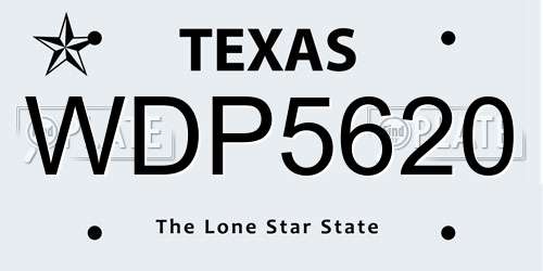WDP5620 Texas License Plate