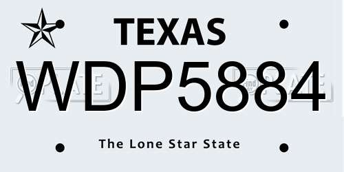 WDP5884 Texas License Plate