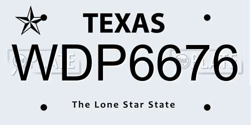 WDP6676 Texas License Plate