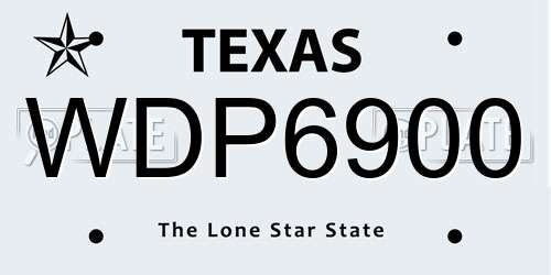 WDP6900 Texas License Plate