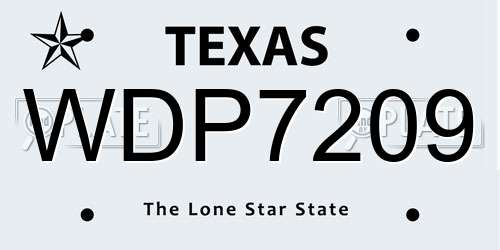 WDP7209 Texas License Plate