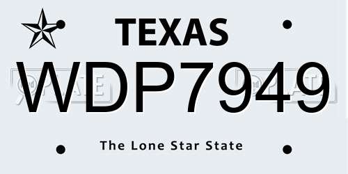 WDP7949 Texas License Plate