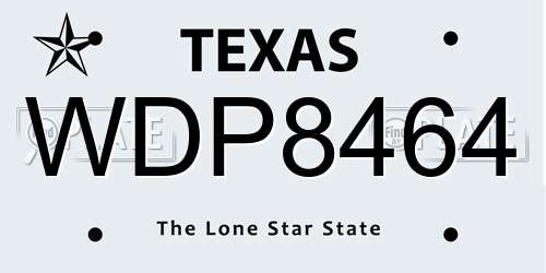 WDP8464 Texas License Plate